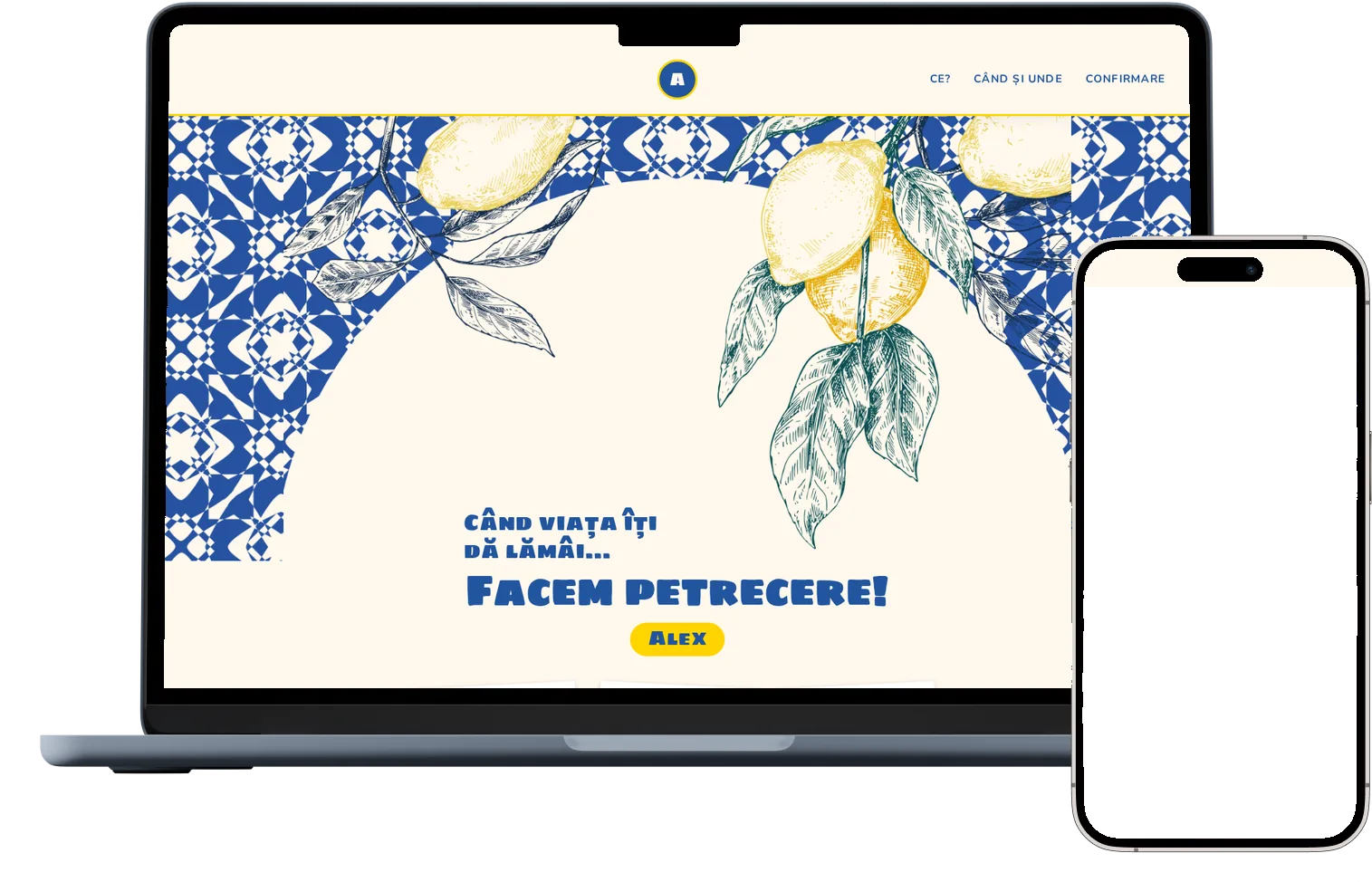 Exemplu de invitație online: Aniversare