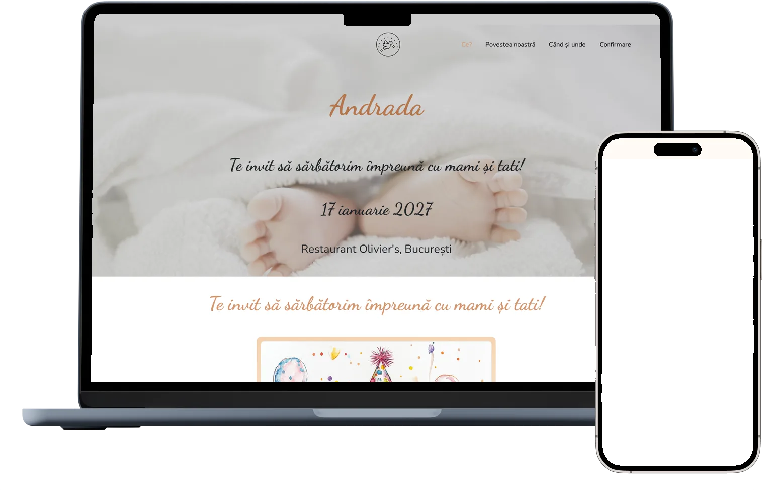 Exemplu de invitație online: Nunta si botez