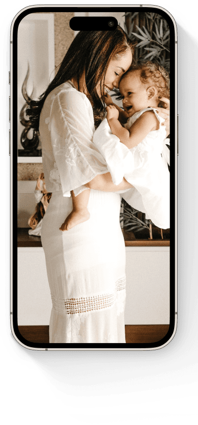 Baptism invitation model on phone