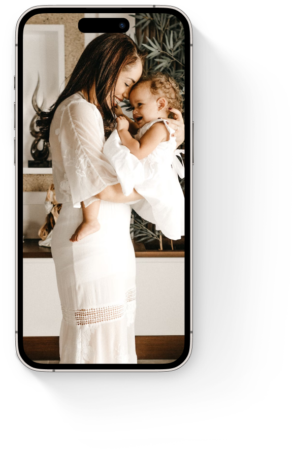 Baptism invitation model on phone